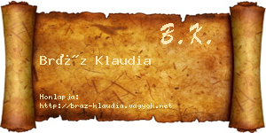 Bráz Klaudia névjegykártya